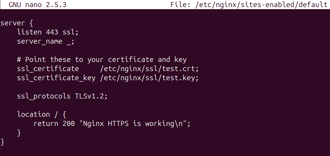 Image of a configuration file showing the old protocols are removed from the list